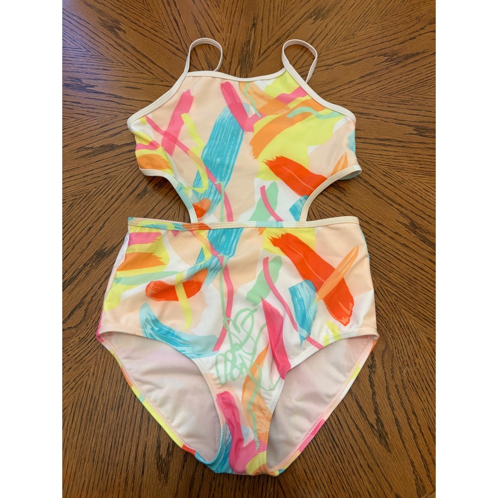 Ideology Swimsuit Kids Size 14 Multicolor Matisse Cutout One Piece Monokini - Picture 2 of 8